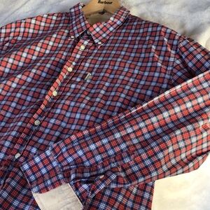 Barbour Red and Blue Plaid Casual Button Down Shirt